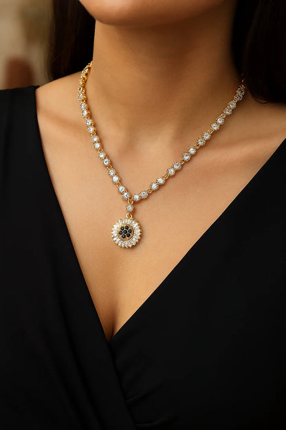 Zircon Necklace-274 (Black)